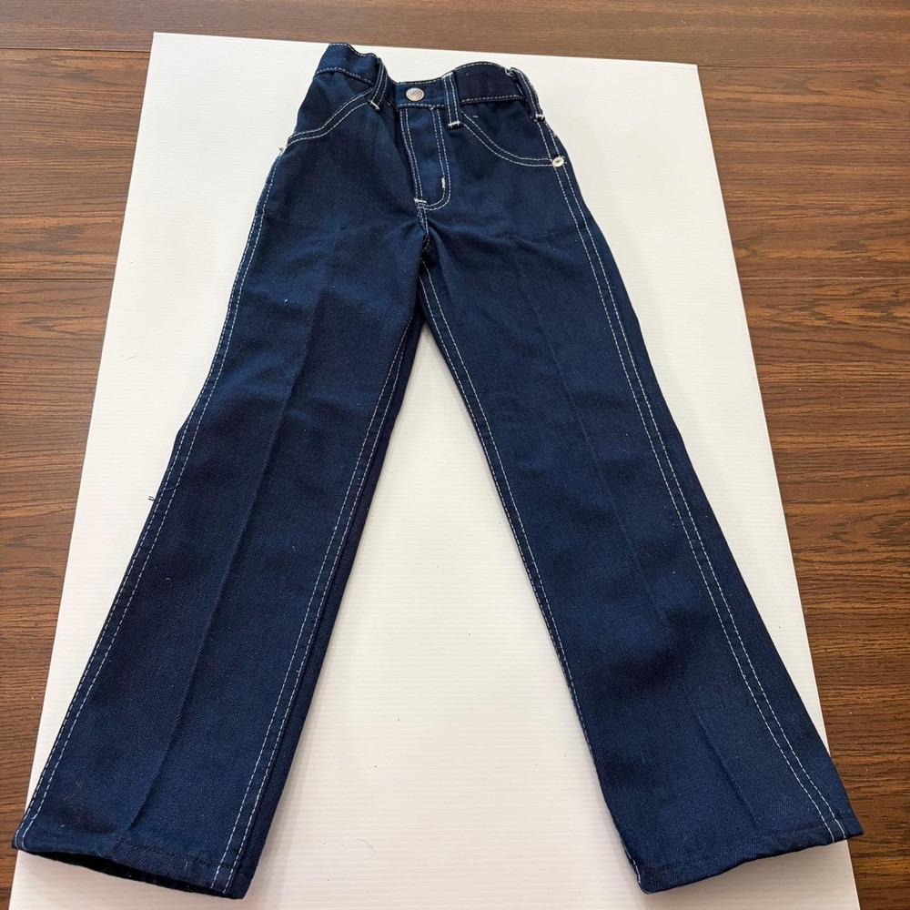 Vintage Sears Perma-Prest Toughskins Girls Embroidered Butterfly Jeans Sz 6 Slim